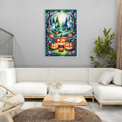 Mystical Elegance Forest Halloween - Living Room White Frame Canvas