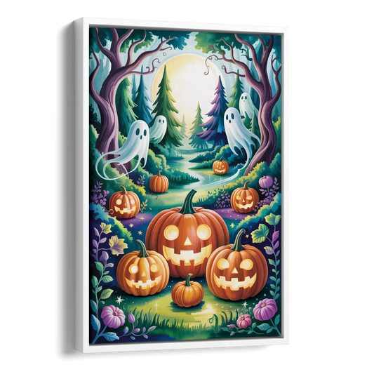 Mystical Elegance Forest Halloween Side - White Canvas Wall Art