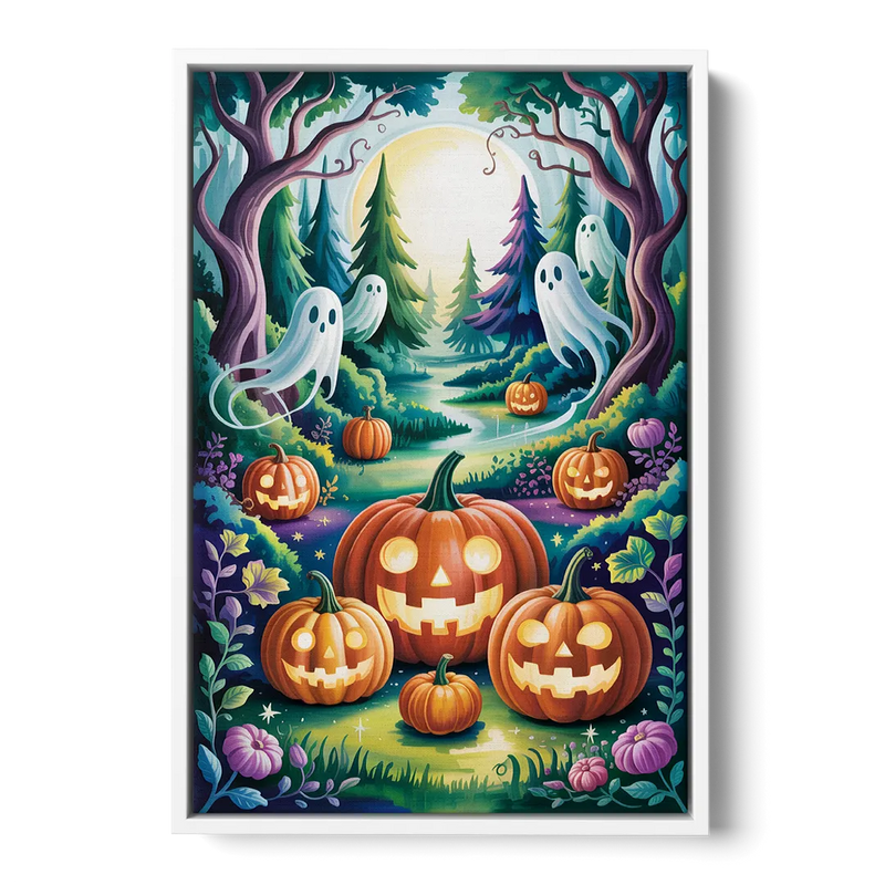 Mystical Elegance Forest Halloween Front - White Canvas Wall Art