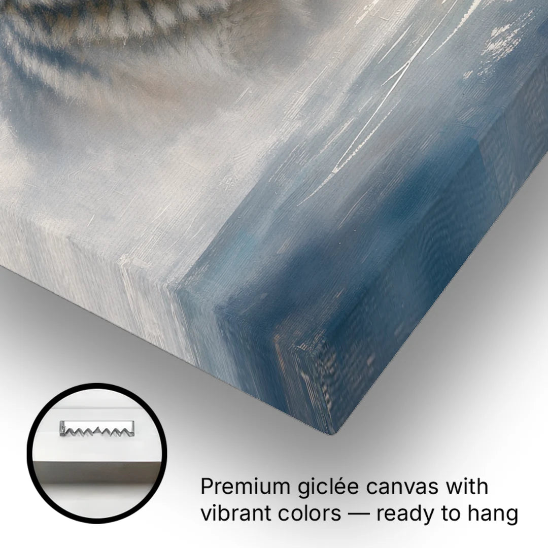 Mystical Wolf in Dawn Sea Fog - Canvas Wall Art - Gallery Wrap Corner