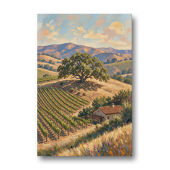 Napa Valley Painting With Lone Oak - Canvas Wall Art - Front