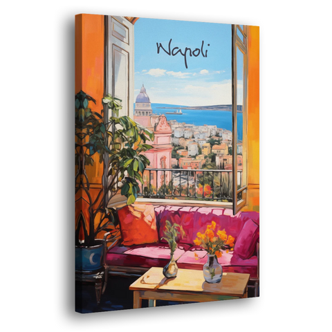 Naples Art of a Room Over the Bay - Canvas Wall Art - Side