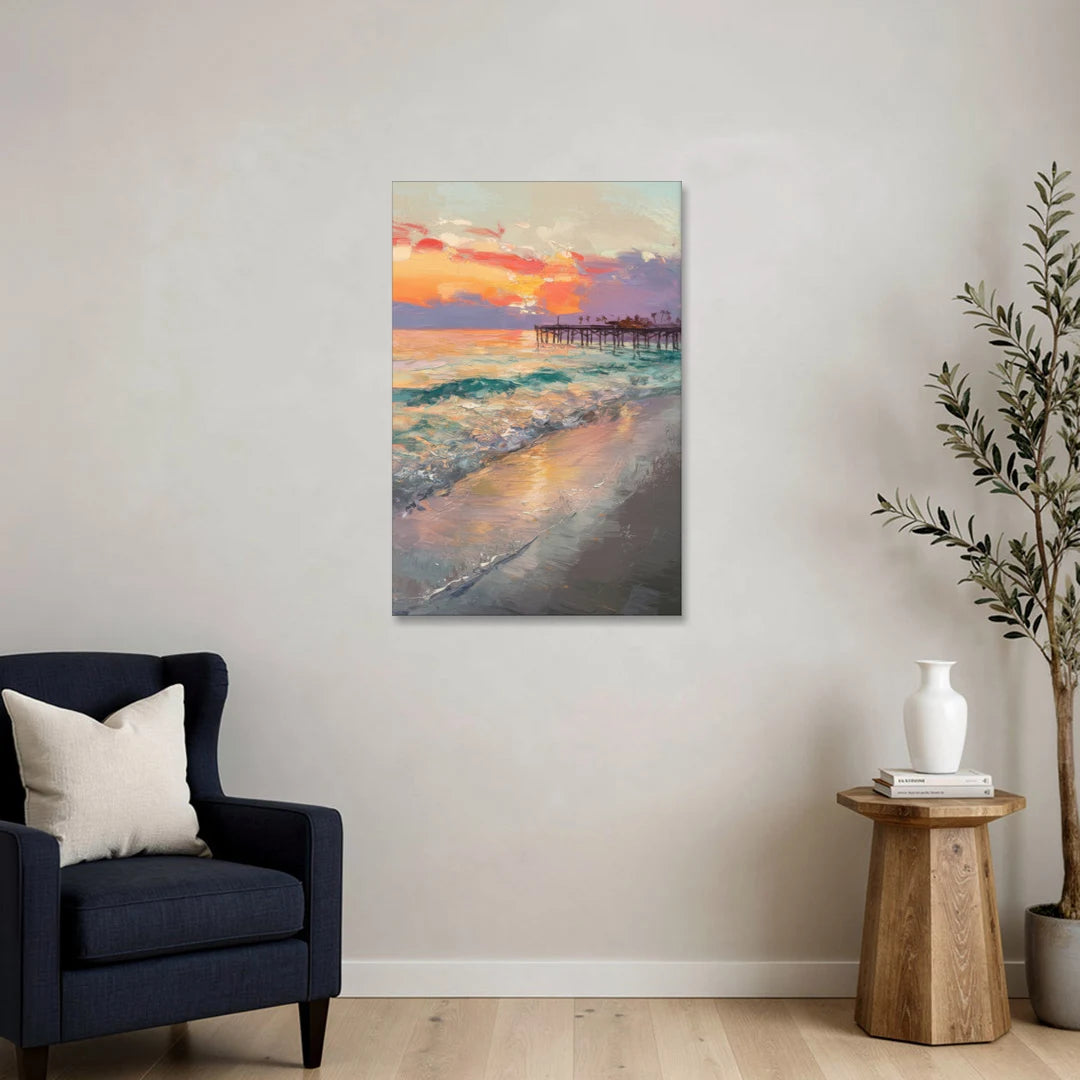 Naples Beach Sunset - Canvas Wall Art - Sofa - 24x36