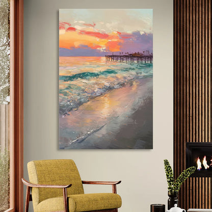 Naples Beach Sunset Sitting Room - Canvas Wall Art