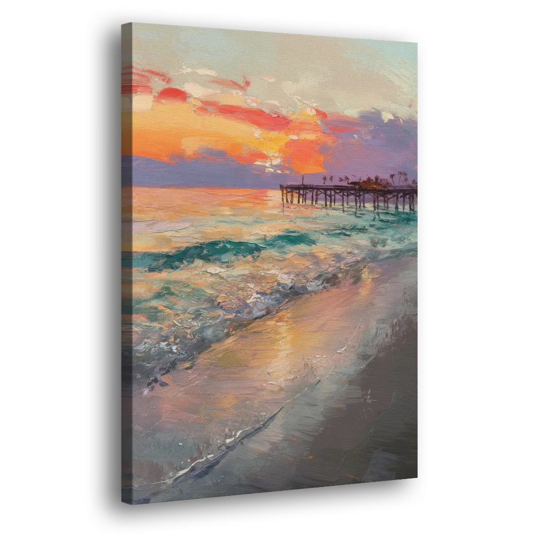 Naples Beach Sunset Side - Canvas Wall Art