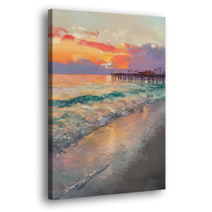 Naples Beach Sunset Side - Canvas Wall Art