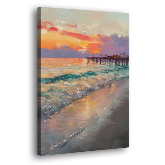 Naples Beach Sunset Side - Canvas Wall Art