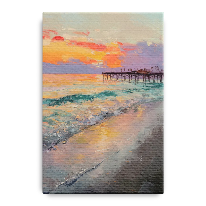 Naples Beach Sunset Front - Canvas Wall Art