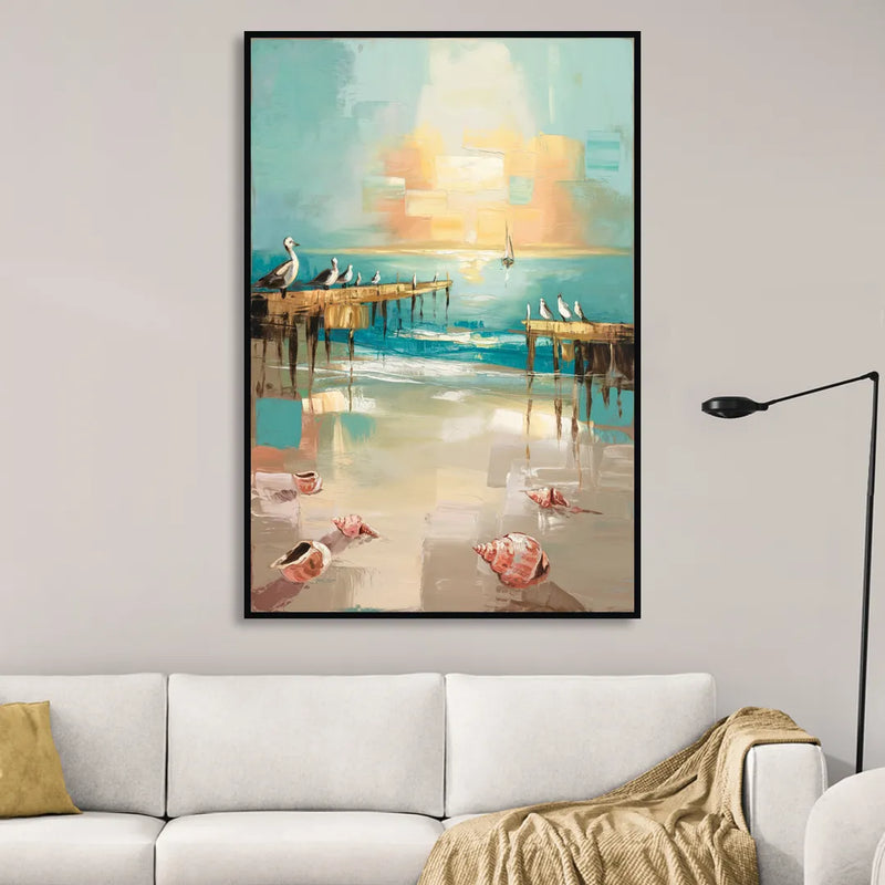 Naples Florida Coastal Vibes Sitting Room - Black Canvas Wall Art