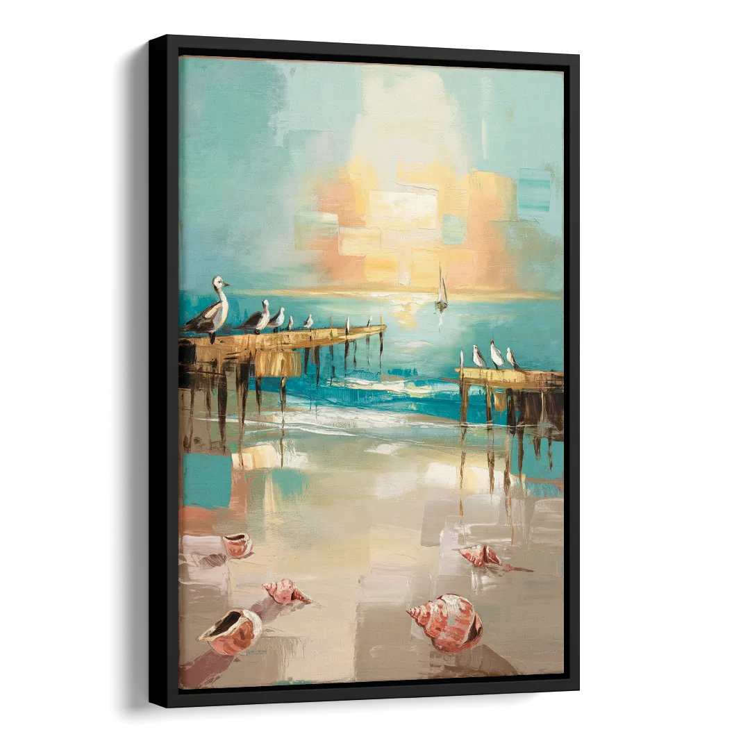 Naples Florida Coastal Vibes Side - Black Canvas Wall Art