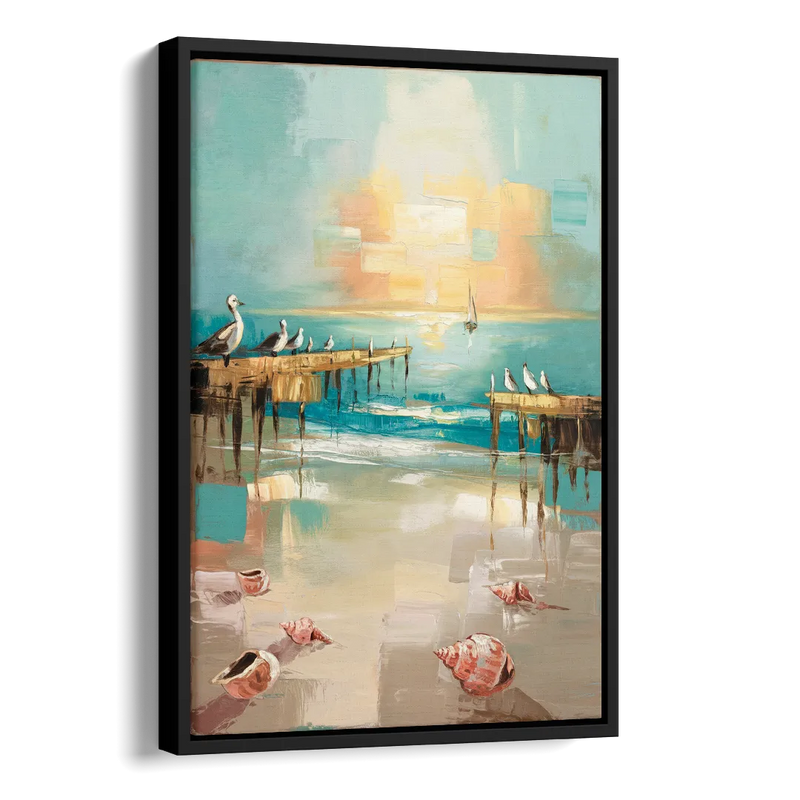 Naples Florida Coastal Vibes Side - Black Canvas Wall Art