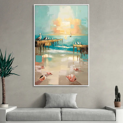 Naples Florida Coastal Vibes Sitting Room - White Canvas Wall Art