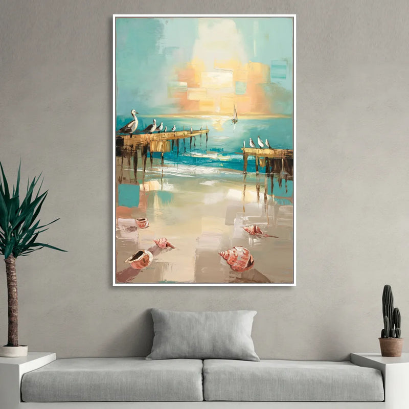 Naples Florida Coastal Vibes Sitting Room - White Canvas Wall Art