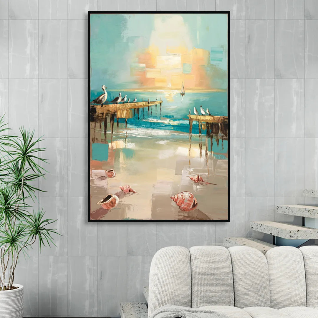 Naples Florida Coastal Vibes Living Room - Black Canvas Wall Art