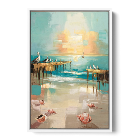 Naples Florida Coastal Vibes - White Framed Canvas Wall Art - Front