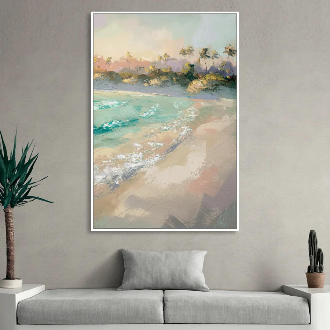 Naples Florida Ocean Breeze Living Room - White Canvas Wall Art