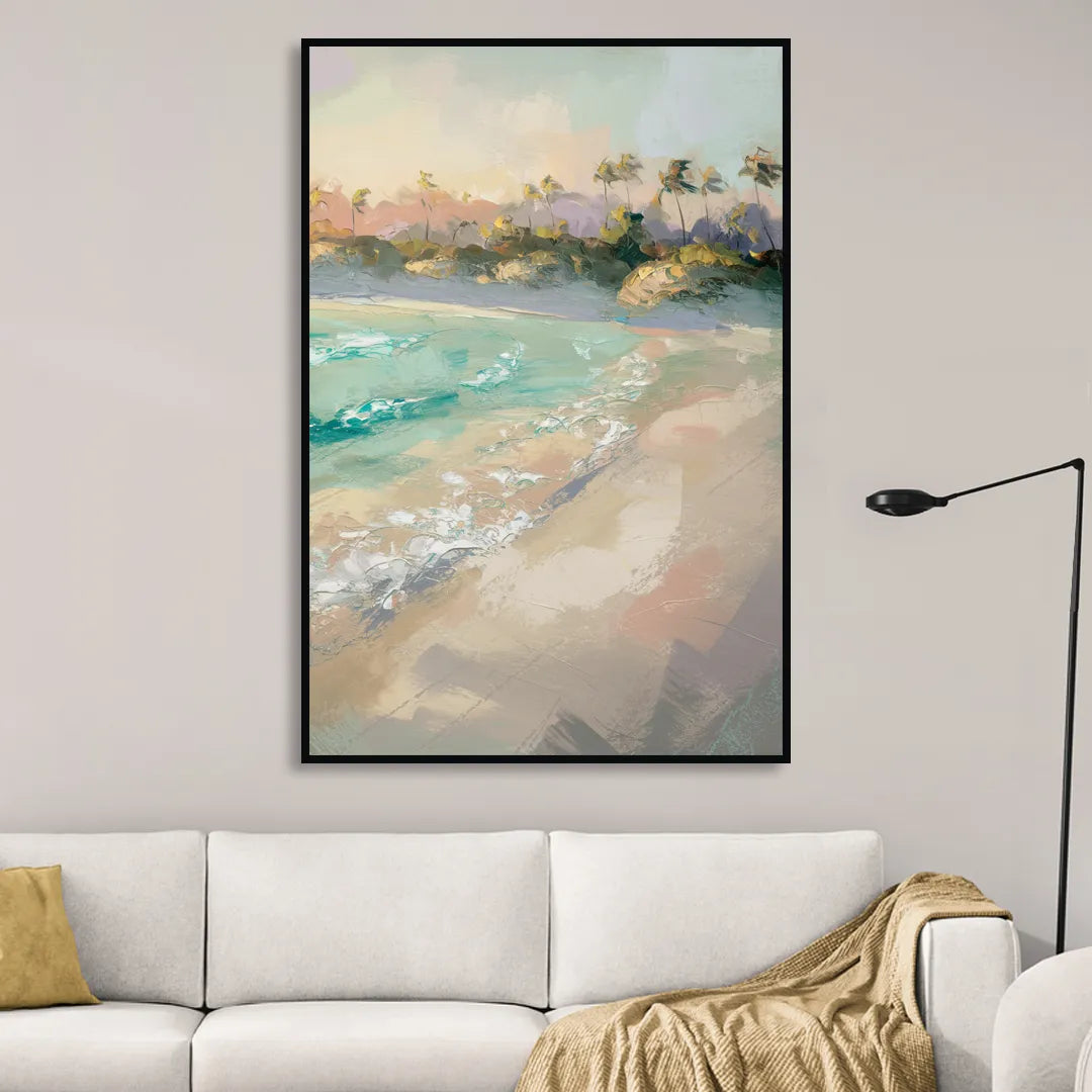 Naples Florida Ocean Breeze Living Room - Black Canvas Wall Art