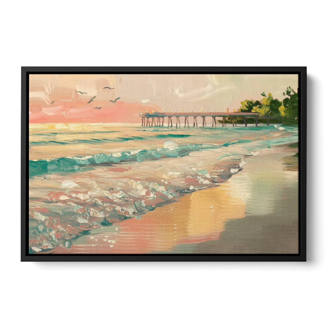 Naples Gulf Shore Serenity Front - Black Canvas Wall Art