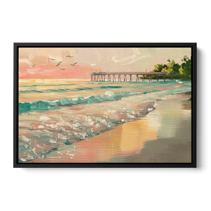 Naples Gulf Shore Serenity Front - Black Canvas Wall Art