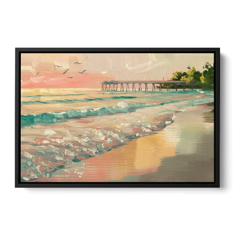 Naples Gulf Shore Serenity Front - Black Canvas Wall Art