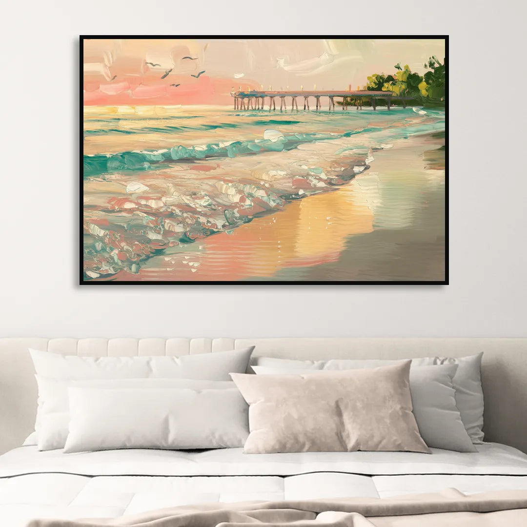 Naples Gulf Shore Serenity Living Room - Black Canvas Wall Art