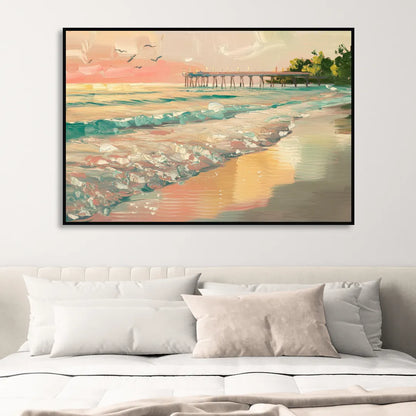 Naples Gulf Shore Serenity Living Room - Black Canvas Wall Art