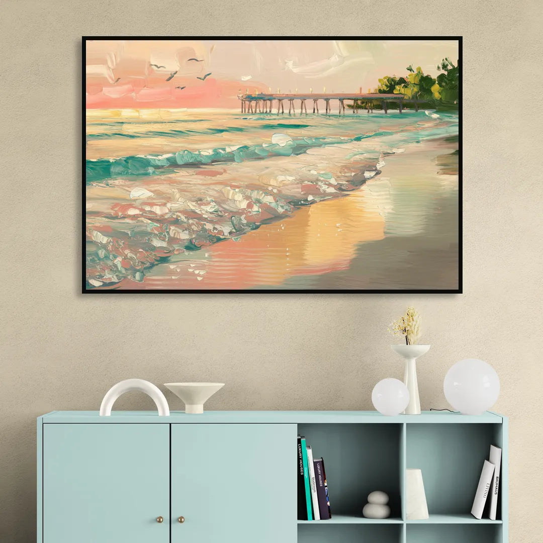 Naples Gulf Shore Serenity Sitting Room - Black Canvas Wall Art
