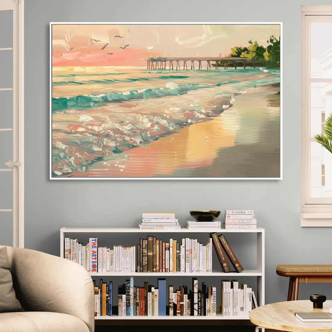 Naples Gulf Shore Serenity Living Room - White Canvas Wall Art