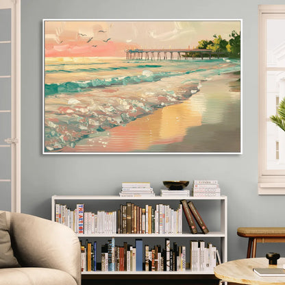Naples Gulf Shore Serenity Living Room - White Canvas Wall Art