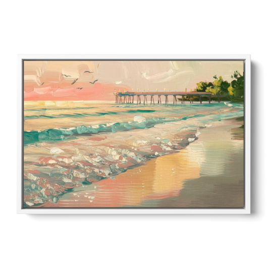Naples Gulf Shore Serenity - White Framed Canvas Wall Art - Front
