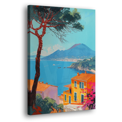 Naples Painting with a Stone Pine - Canvas Wall Art - Side