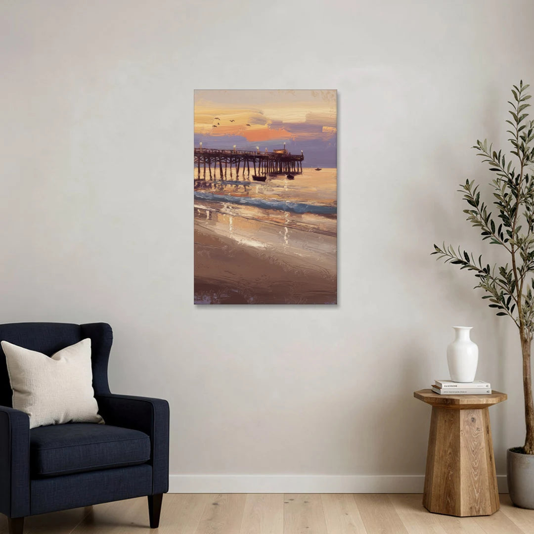Naples Pier at Twilight - Canvas Wall Art - Sofa - 24x36