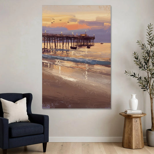 Naples Pier at Twilight - Canvas Wall Art - Sofa - 40x60