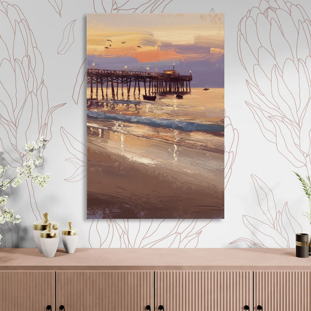 Naples Pier at Twilight Sitting Room - Canvas Wall Art
