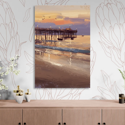 Naples Pier at Twilight Sitting Room - Canvas Wall Art