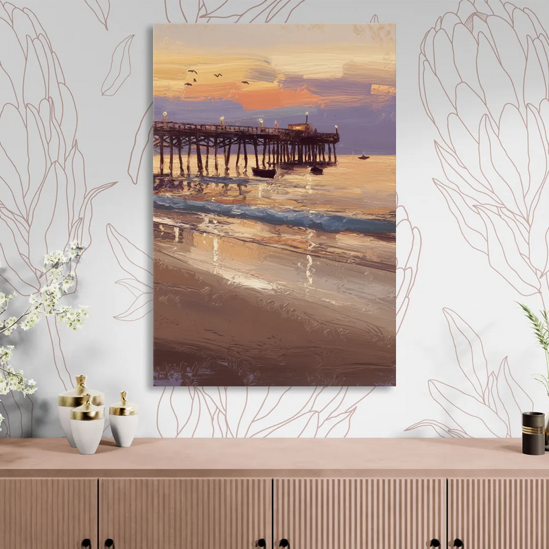 Naples Pier at Twilight Sitting Room - Canvas Wall Art