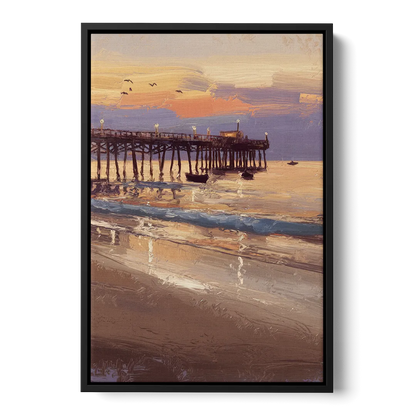 Naples Pier at Twilight Front - Black Canvas Wall Art