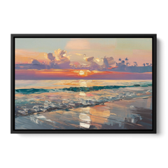 Naples Sunset Over The Gulf - Black Framed Canvas Wall Art - Front