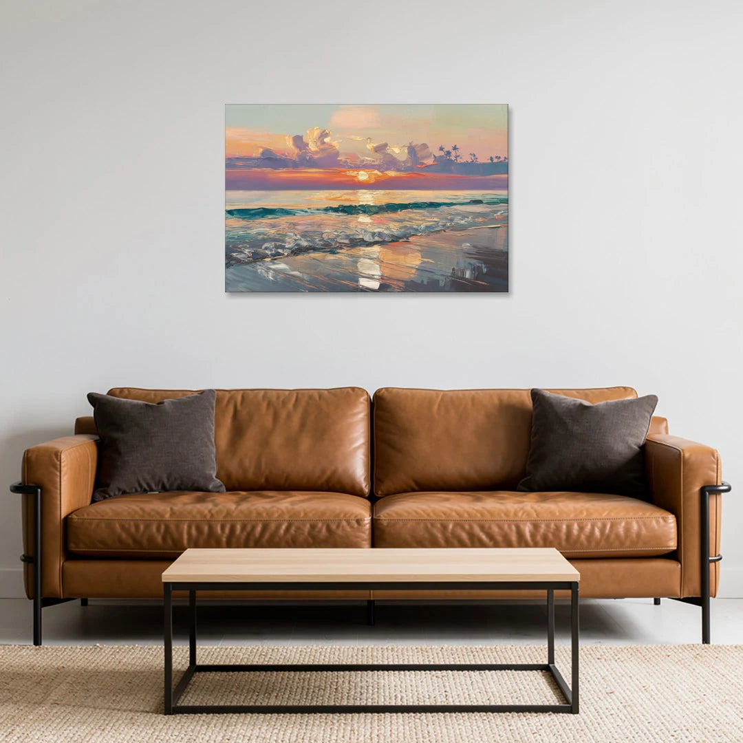 Naples Sunset Over The Gulf - Canvas Wall Art - Sofa - 36x24