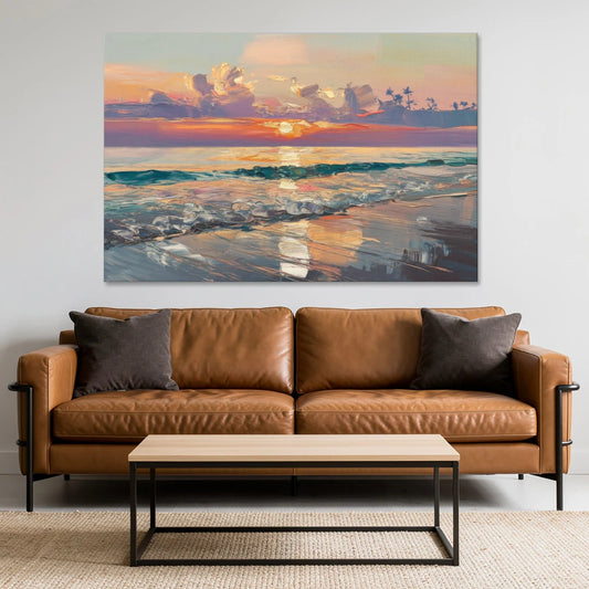 Naples Sunset Over The Gulf - Canvas Wall Art - Sofa - 60x40