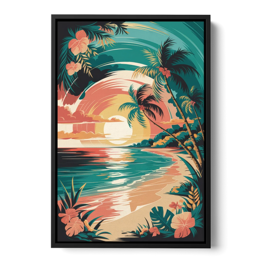 Naples Tropical Paradise - Black Framed Canvas Wall Art - Front