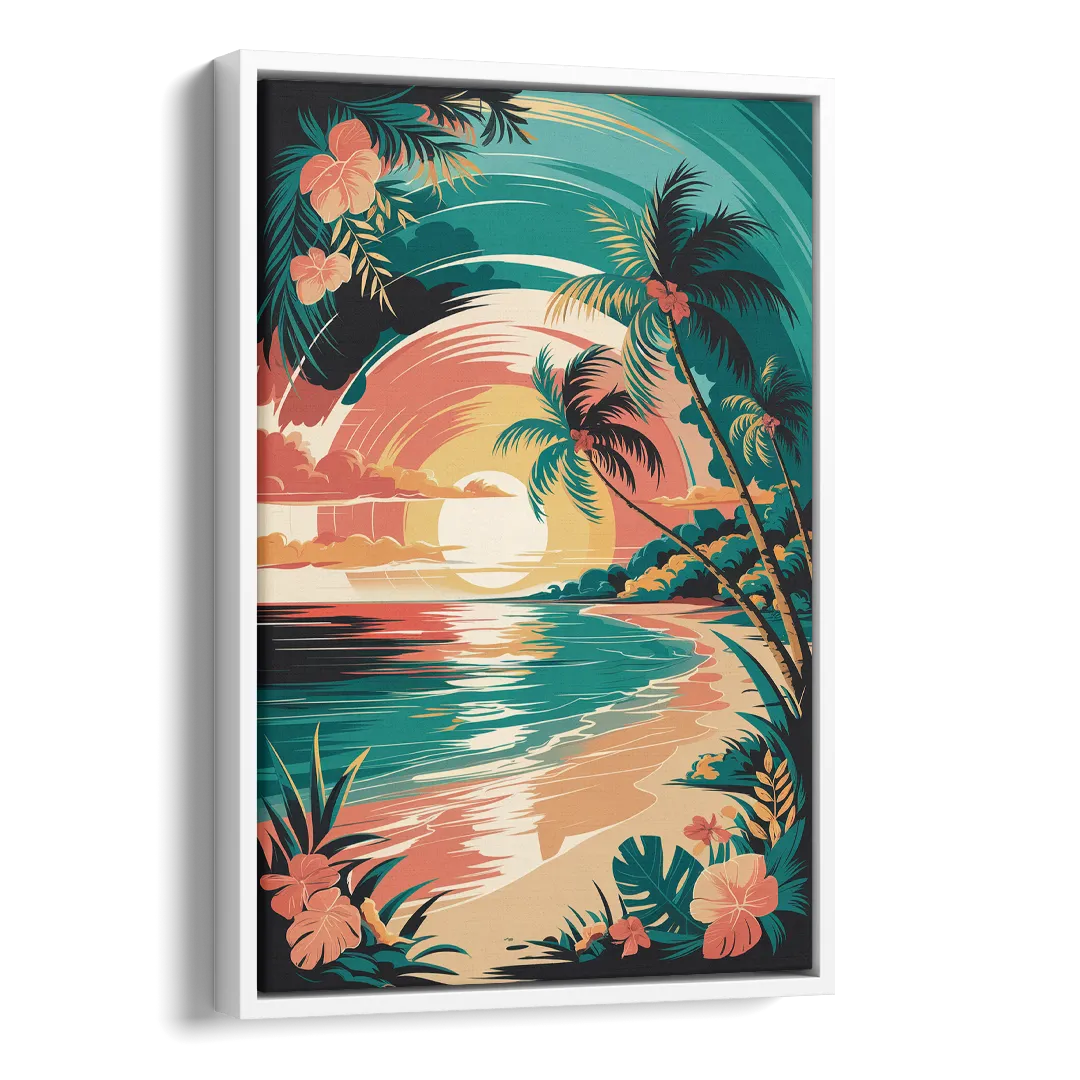 Naples Tropical Paradise Side - White Canvas Wall Art