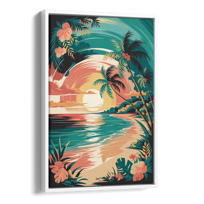 Naples Tropical Paradise Side - White Canvas Wall Art