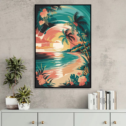 Naples Tropical Paradise Sitting Room - Black Canvas Wall Art