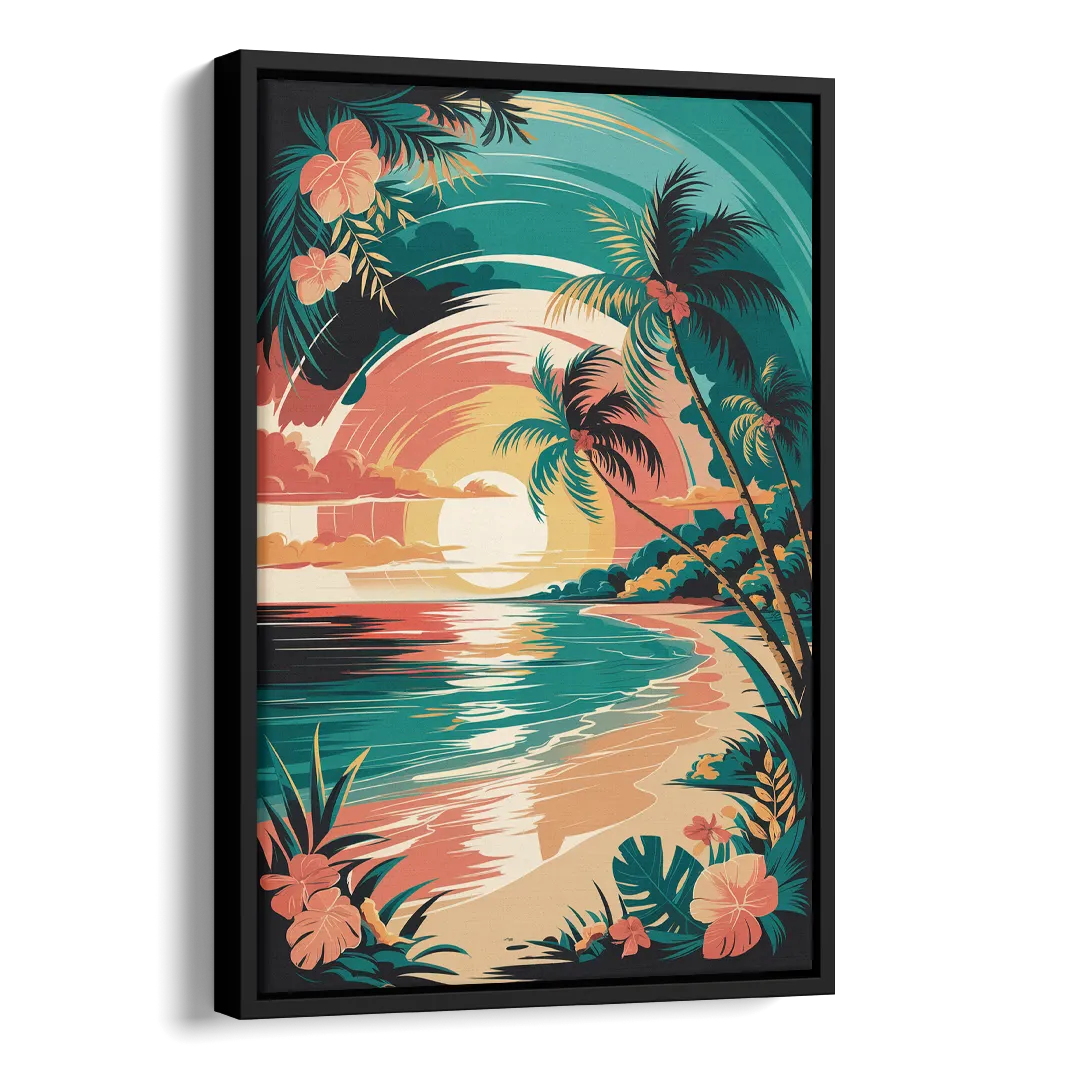 Naples Tropical Paradise Side - Black Canvas Wall Art