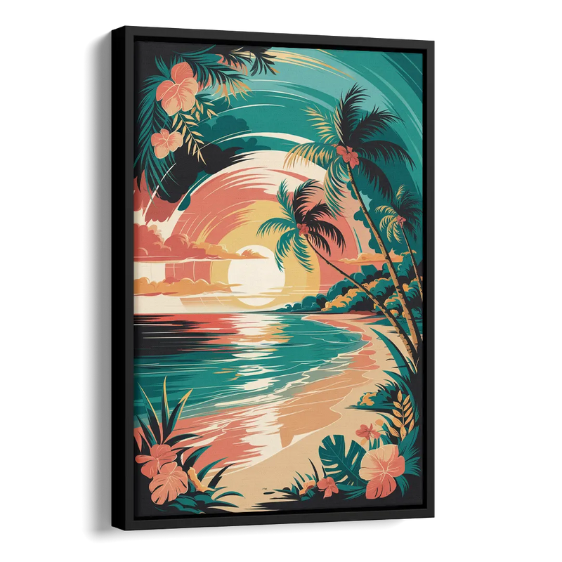 Naples Tropical Paradise Side - Black Canvas Wall Art
