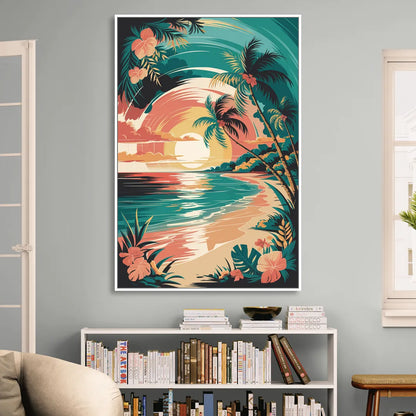 Naples Tropical Paradise Sitting Room - White Canvas Wall Art