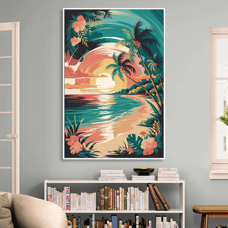 Naples Tropical Paradise Sitting Room - White Canvas Wall Art