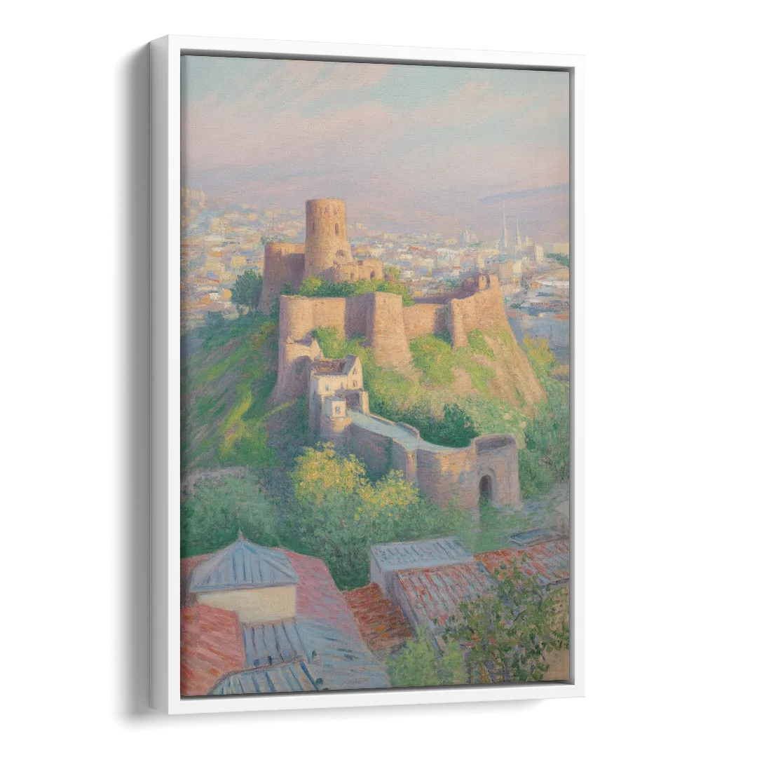 Narikala Fortress Side - White Canvas Wall Art