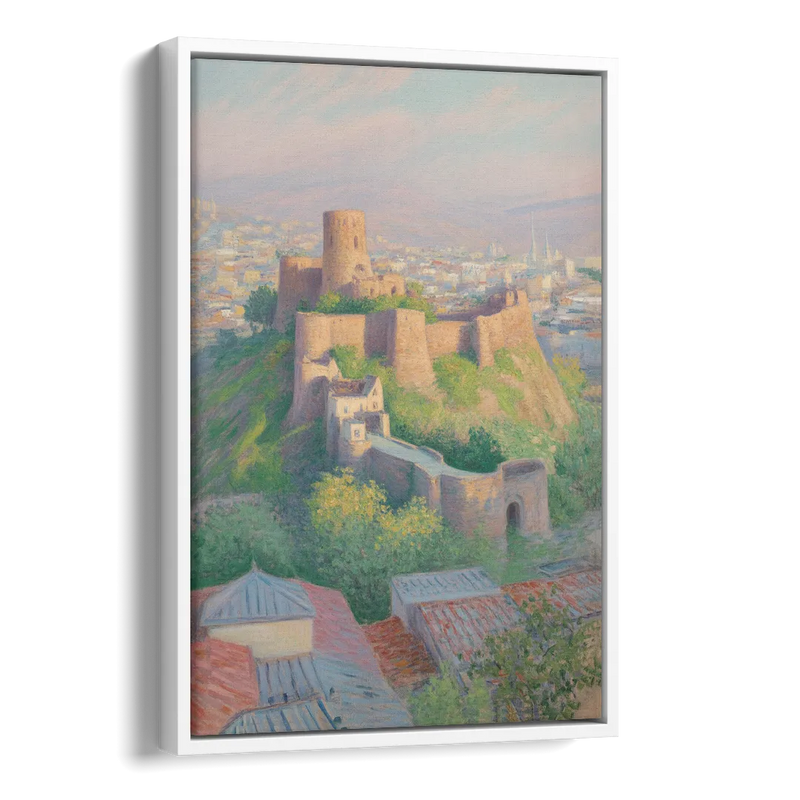 Narikala Fortress Side - White Canvas Wall Art